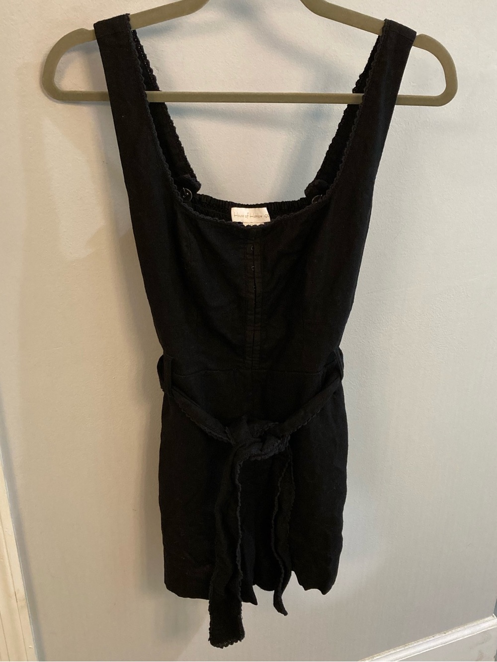 House of Harlow 1960 Romper Jumpsuit Shorts Linen Blend Black Sleeveless Size XS